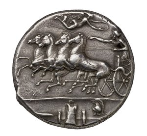 Forntida grekiskt silvermynt från Syrakusa, 404-390 f.Kr. (silver)